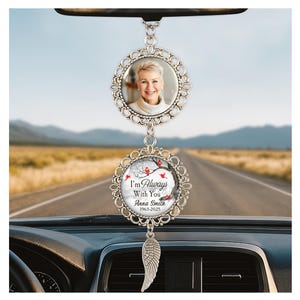 Personalized Photo Memorial Car Charm, Custom Memorial Car Hanging Ornament, Car Picture Ornament, Memorial Gift, Car Rear View Mirror Charm