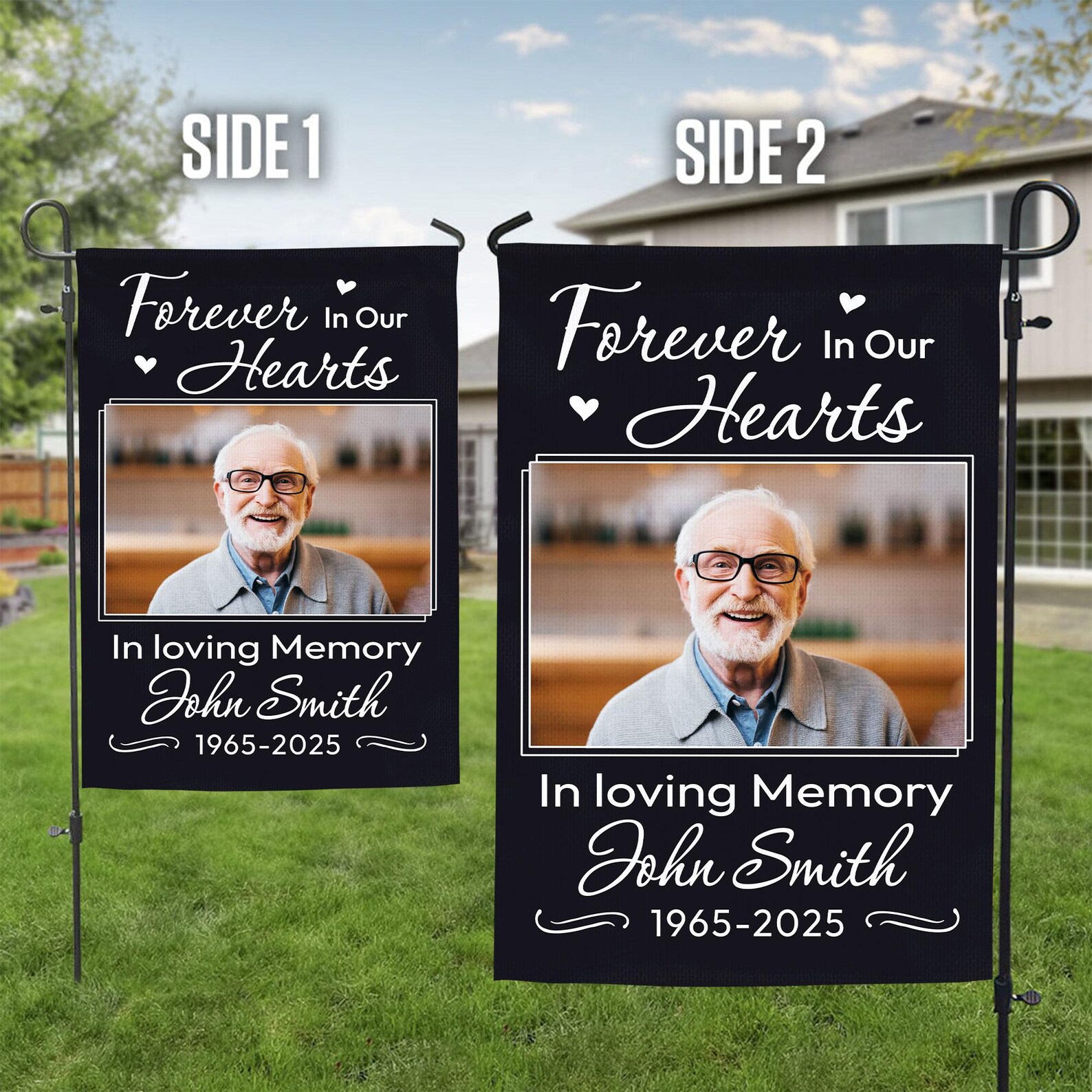 Custom Photo in Loving Memory Flag, Personalized Memorial Garden Flag ...