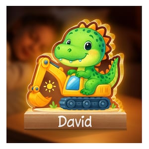 Dinosaur Night Light, Custom Name Night Light, Baby First Birthday Gift, Baby Nursery Decor, Gifts For Kids, Newborn Shower Gift