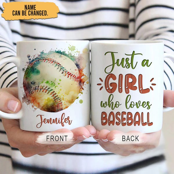 Personalisierte Baseball-Tasse - Nur ein Mädchen, das Baseball liebt Individuelle Namenskaffeetasse, niedliches Sport Geschenk für Frauen und Mädchen, Trainer Geschenk