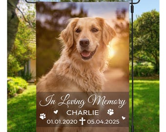 Bandera de jardín conmemorativa personalizada para mascotas, bandera de jardín conmemorativa con foto personalizada para perros, regalo conmemorativo para perros, pérdida de mascota, monumento conmemorativo para perros, decoración de jardín para mascotas
