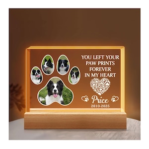 Personalized Pet Memorial Night Light, Custom Photo Pet Lover Night Light,  Pet Memorial Gift, Pet Loss Light Up Sign, Loss Of Dog Cat