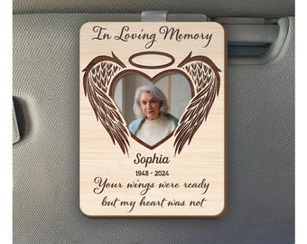 Personalized Memorial Car Visor Clip, Custom Photo Sympathy Gifts For Loss Of Loved One, Remembrance, Bereavement Gift for Loss of Mom, Dad
