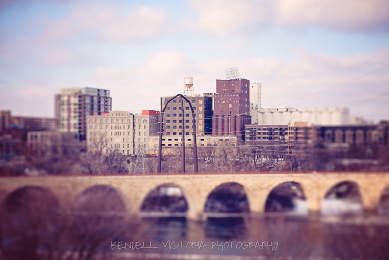 Minneapolis River View, Stone Arch Bridge, St. Anthony Main, Fine Art Photography image 1