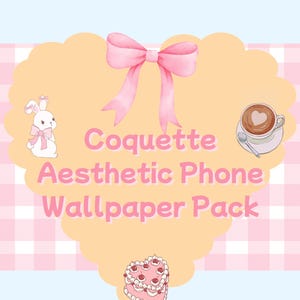 Coquette Aesthetic Phone Wallpaper - Pack of 4 Wallpapers - Pink Ribbon/Bow Aesthetic - Suitable for iPhone, Android & Other Smartphones