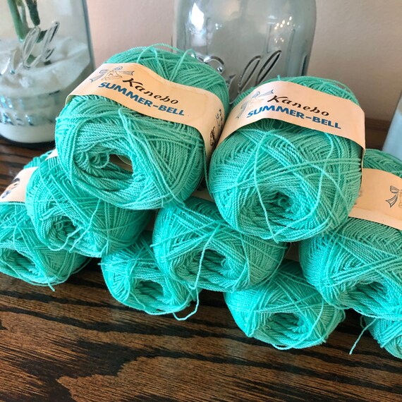 Vintage Kanebo Summer Bell Aqua Crochet Thread Lot / 9