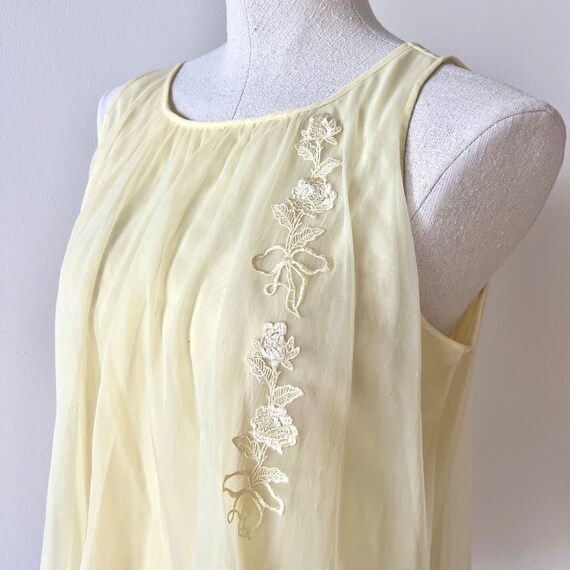 Vintage Negligee Tank / Yellow Baby Doll Negligee… - image 2