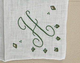 Vintage H Monogrammed Hankie / Monogrammed H Wedding Hankerchief / Ladies H Hankie / H Snot Rag / H Funeral Hankie