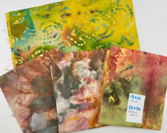 Quilt Fabric Destash Fat Quarter  Bundle - Batik and Dyed Lot 1.75 yards total