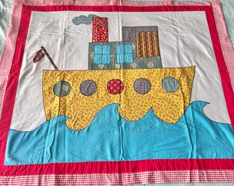 Vintage Tugboat Wall Hanging - Children's Room Decor