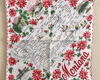 Vintage Montana Souvenir Hankie - State hanky