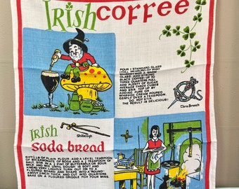 Irish Coffee Vintage Tea Towel / Vintage Coffee Bar Towel / Vintage Patrick Carroll Linen Towel / Irish Linen