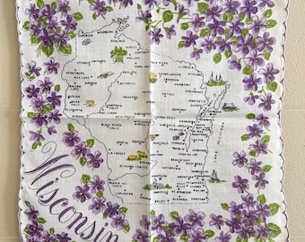 Vintage Wisconsin Souvenir Hankie