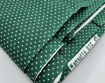 8+ yards Vintage Wamsutta Green Fabric Yardage - Green with tiny white polka dots