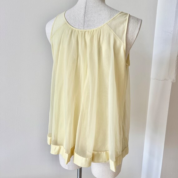 Vintage Negligee Tank / Yellow Baby Doll Negligee… - image 3