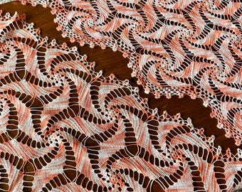 Pair of Vintage Crochet Dresser Doily - Salmon Color