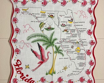 Vintage Florida Hankie / Florida Souvenir Hanky / Florida State Hankie