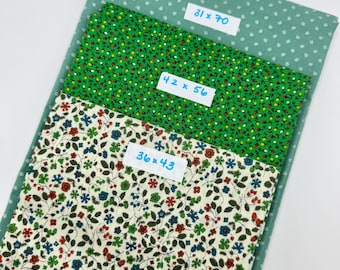 Vintage Quilt Fabric Destash -  Green Floral Lot 2.5+ yards (Measurements in photos)