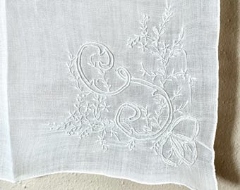 Vintage G Monogrammed Hankie - G Wedding Bridal Handkerchief