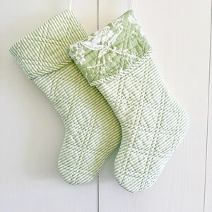 ONE Green & White Quilt Christmas Stocking - you pick the cuff
