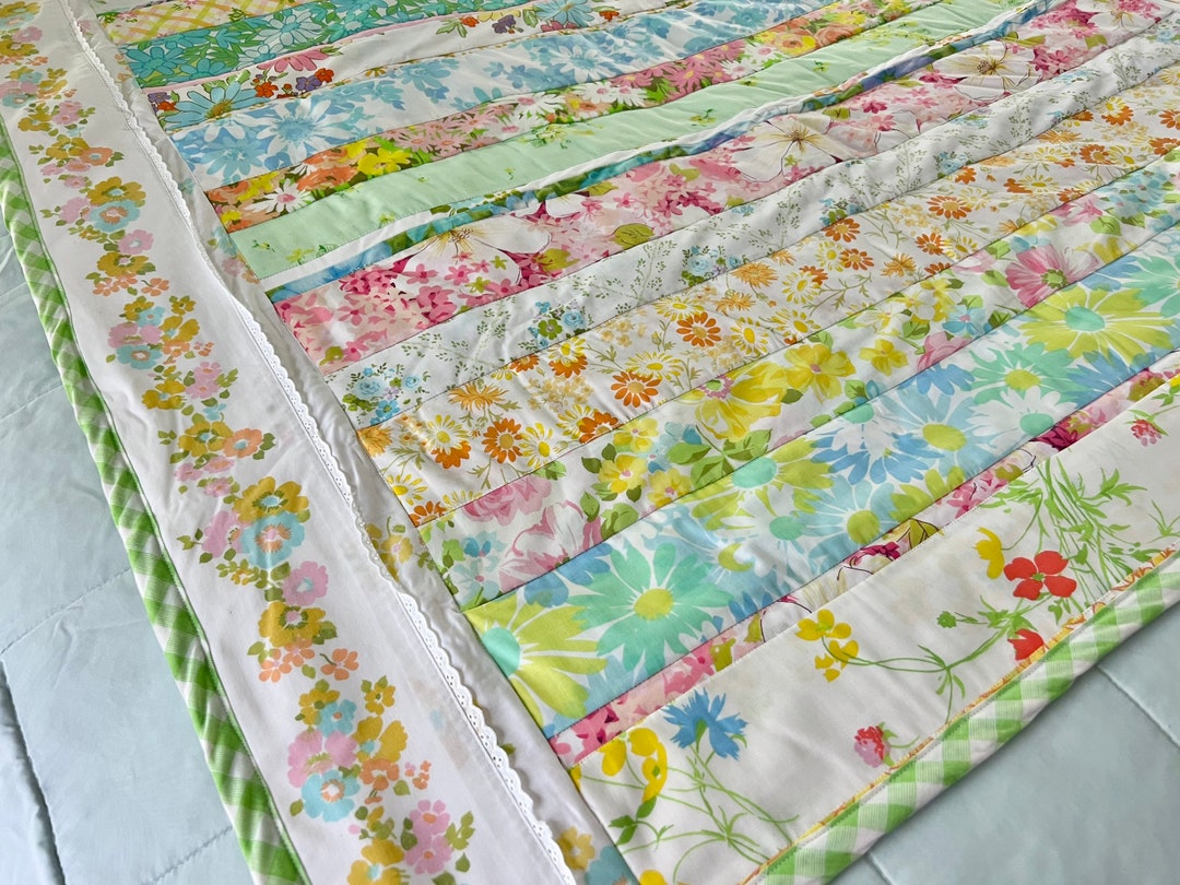 Vintage Floral Jelly Roll Quilt / Vintage Sheets Jelly Roll Etsy