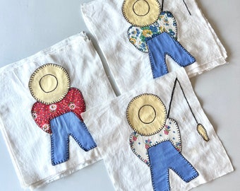 Overall Sam Quilt Blocks / 21 WIP Overall Sam Fishing Quilt Blacks / Sun Bonnet Sam Boy Quilt Blocks