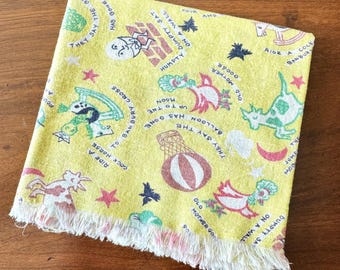 Vintage Nursery Rhyme Fabric - soft yellow 23x25 inches