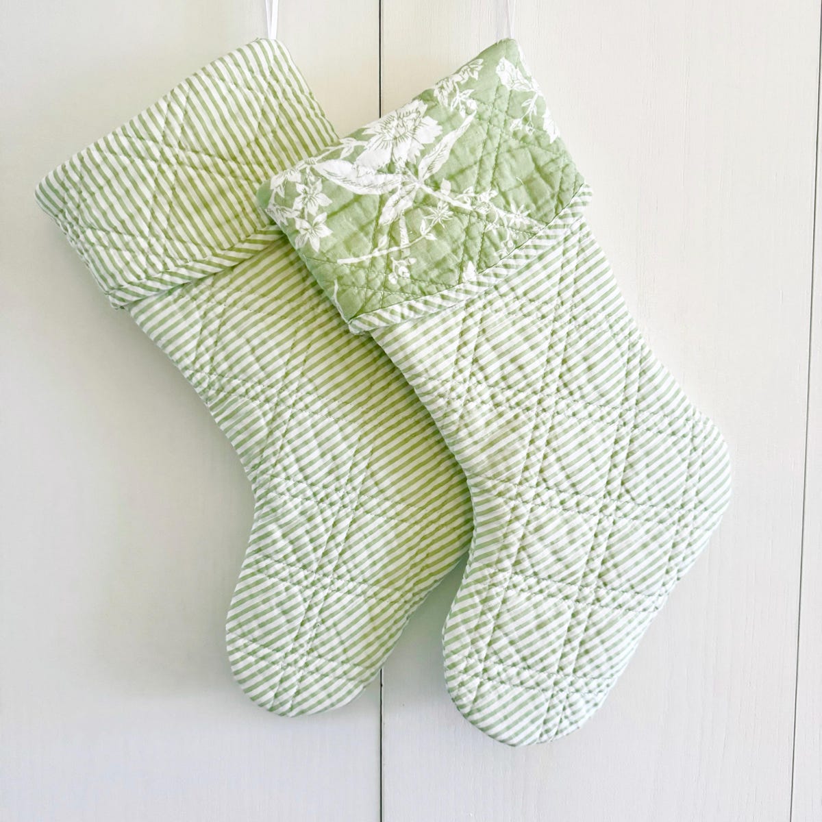 Quilt Stocking / Green and White Quilt Stocking / Christmas Stocking - Etsy