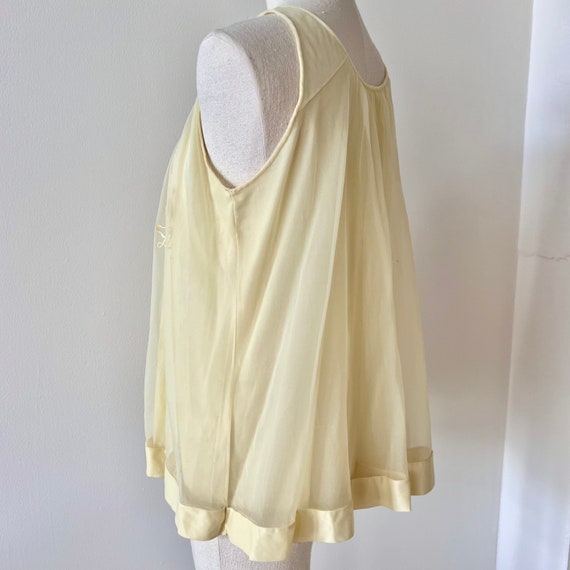 Vintage Negligee Tank / Yellow Baby Doll Negligee… - image 6