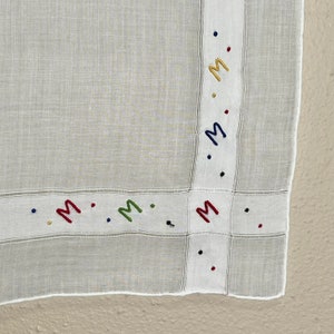 Vintage M Monogrammed Ladies Hankie / Monogrammed Hankerchief / White Madeira M Hankie