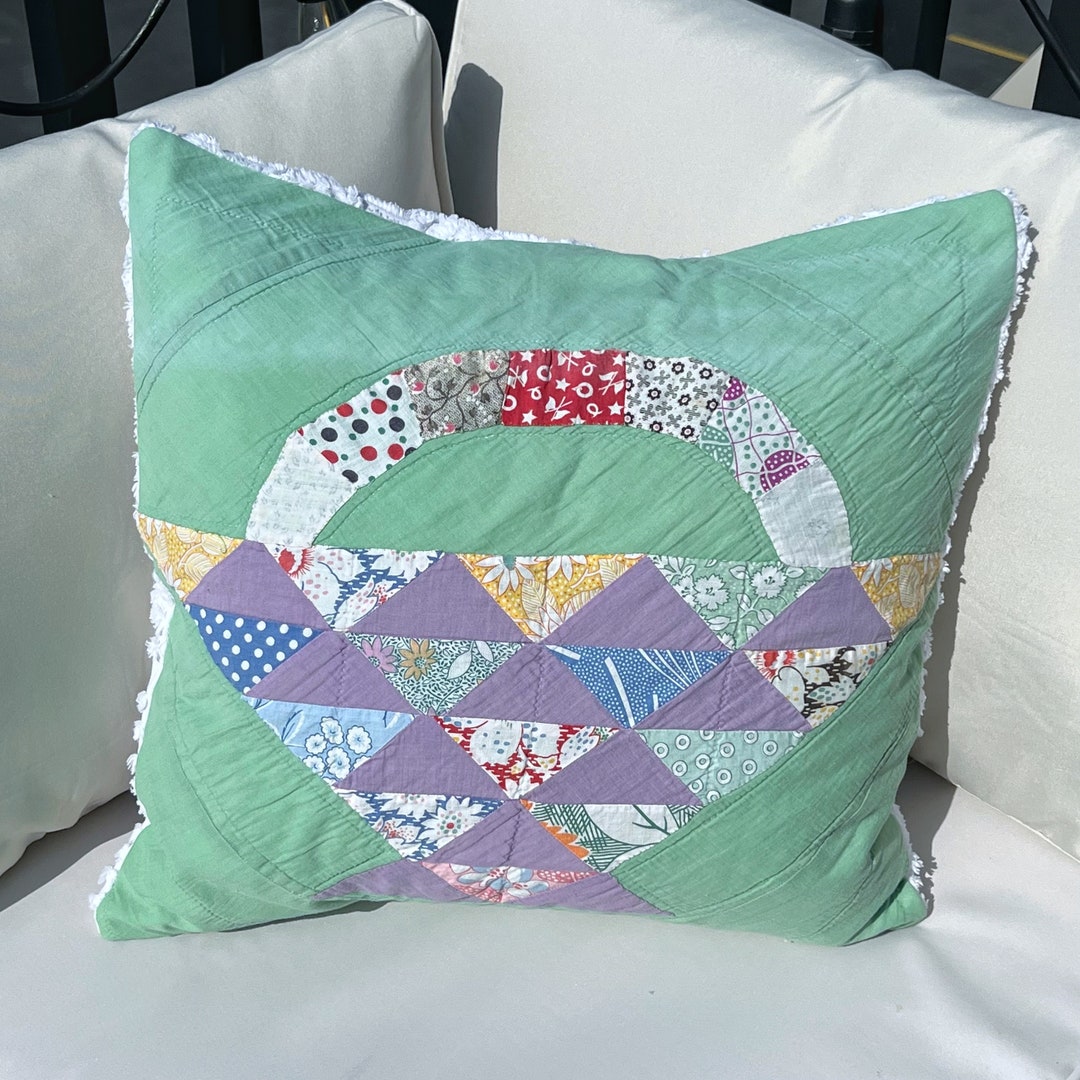 Vintage Quilt Pillow COVER / Vintage Made New Throw Pillow Cover