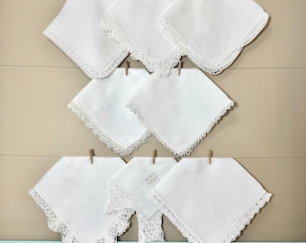 Vintage Tatted & Crochet Hankies - White Hankie Lot