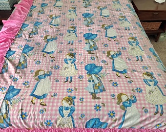 Holly Hobbie Vintage Twin Coverlet with Pink Ruffle - 53 x 85