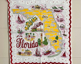 Vintage Florida Hankie / Florida Souvenir Hanky / Florida State Hankie