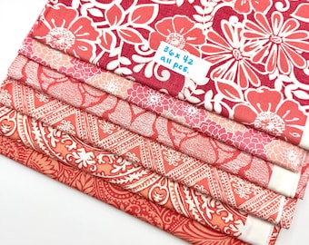 Quilt Fabric Destash - Coral Salmon Lot 6 yards (Measurements in photos)