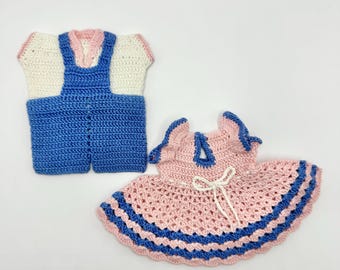 Vintage Crochet Pot Holder Set - His & Hers Trivets