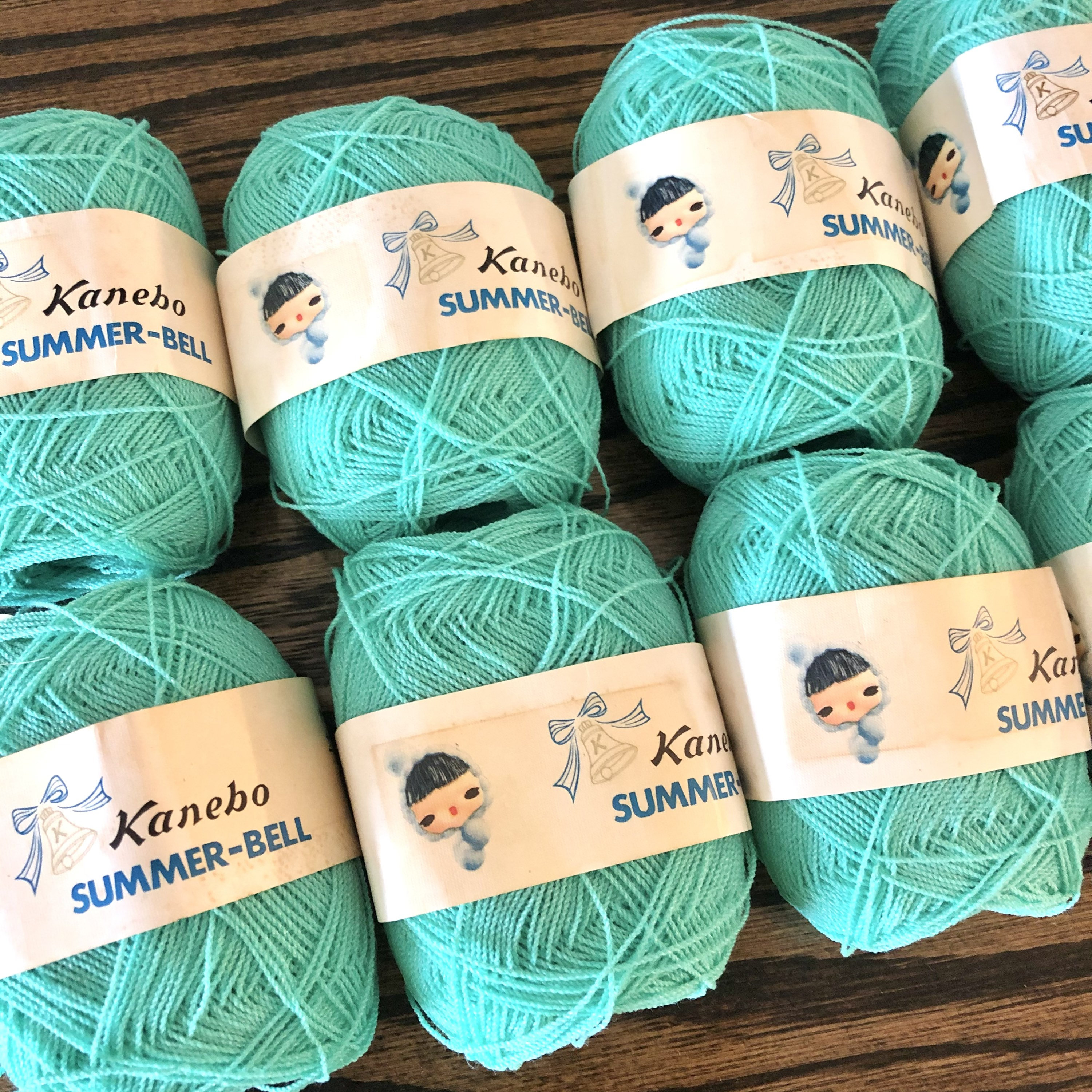 Vintage Kanebo Summer Bell Aqua Crochet Thread Lot / 9