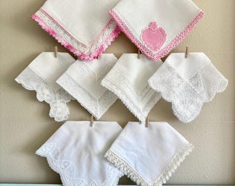 Vintage Lace Hankie Lot - Tatted and Crochet Hankies