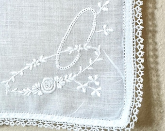 Vintage O Monogrammed Hankie - O Wedding Handkerchief