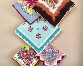 Brown Vintage Hankies / Brown Handkerchiefs / Brown Ladies Hankies