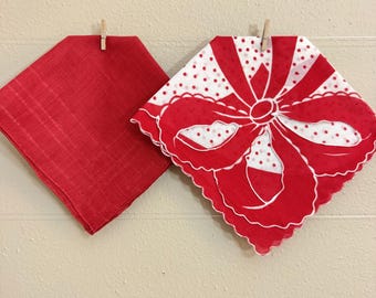 Red Vintage Flower Hankies