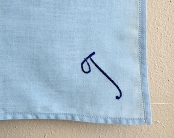 T or J Monogrammed Vintage Hankie - Something Blue Wedding Hankie