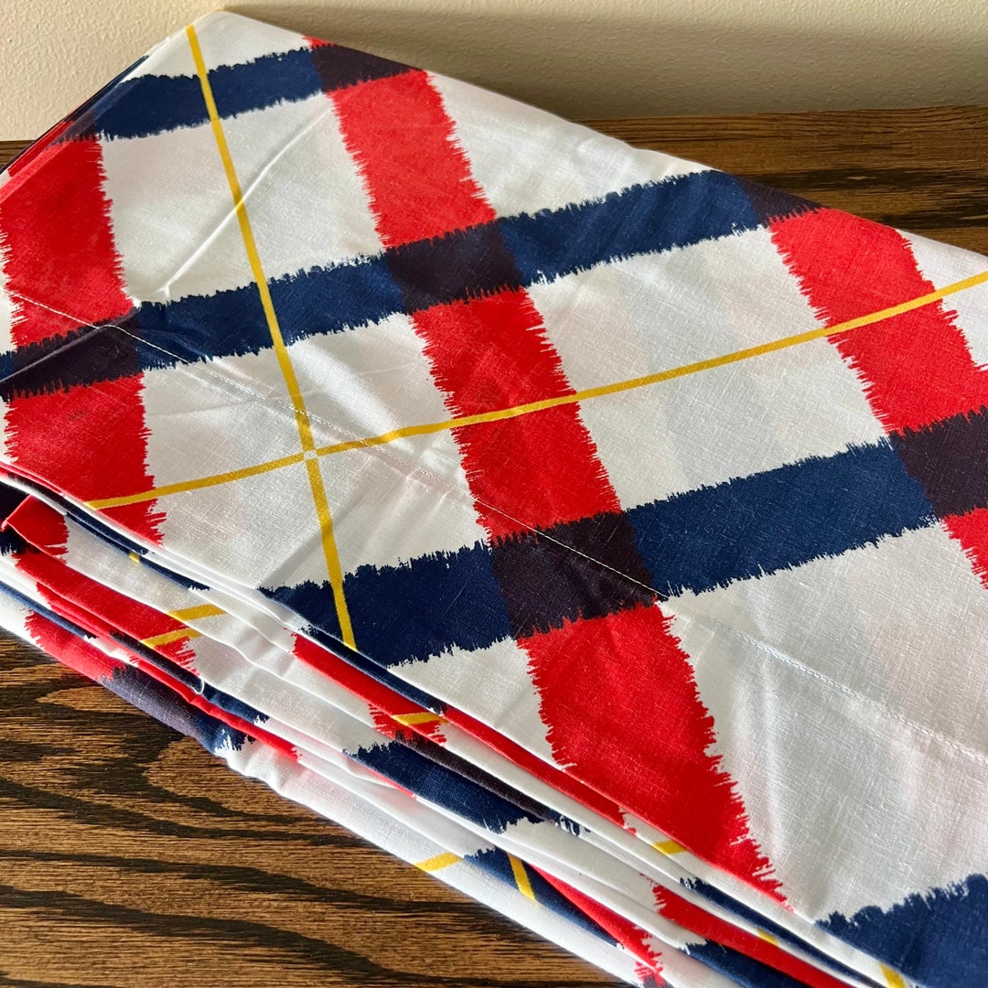 Vintage Pequot Double Flat Sheet / Red White Blue Flat Sheet / Etsy