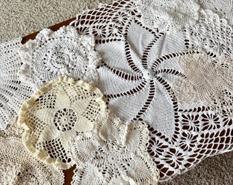 Vintage Doily Lot - 13 White/Neutral Doilies