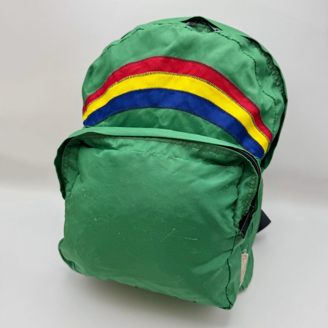 SMALL Vintage Green Backpack - 70's Rainbow Day Pack - Etsy