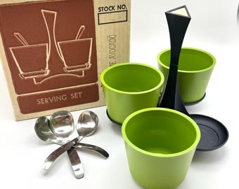 NOS Vintage Flambeau Lime Avocado Serving Set - Condiment Relish Server