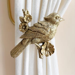 Bird Brass Curtain Hooks, Brass Hooks, Curtain Tie Straps, Curtain Hardware.
