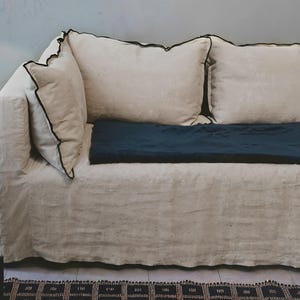 Light brown cotton linen sofa cover, custom sofa cover, living room decoration, custom size.
