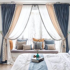 Curtains, blackout curtains, blue curtains, home decor, custom sizes available.
