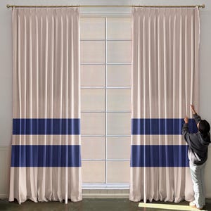 Cotton and linen curtains, extra long curtains, custom curtains, two-color curtains, home decoration, custom curtains, oversized curtains.